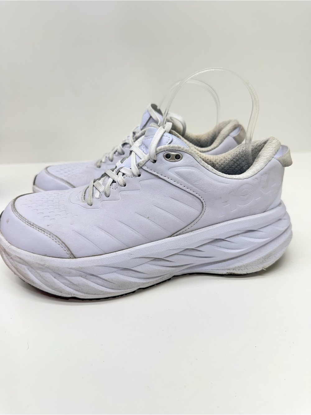 HOKA Bondi SR Womens 9 D wide White Leather Slip Resistant Nursing Healthcare